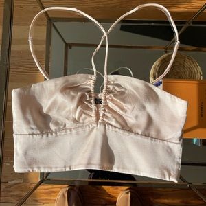 Zara blush cut out satin crop top